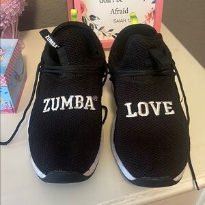 Zumba Fitness Black and White Slip-On Athletic Shoes